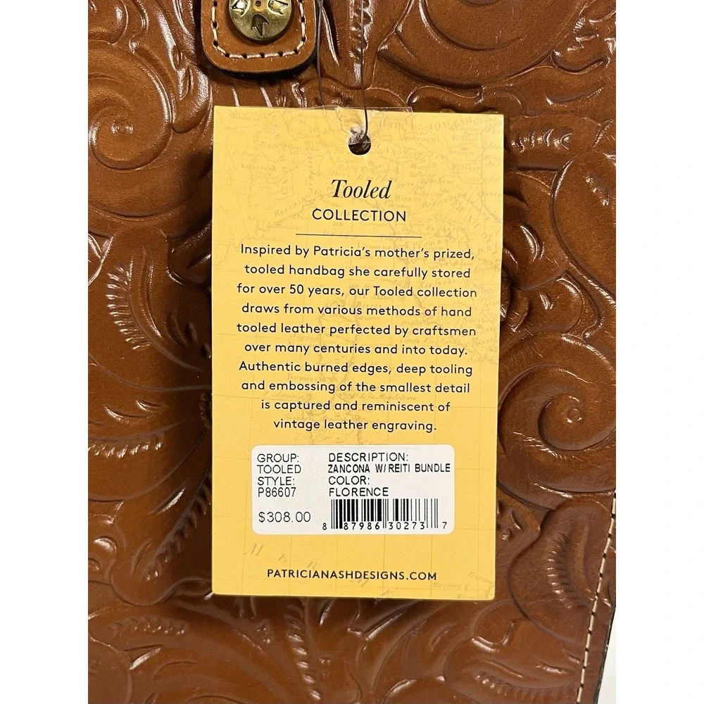 Patricia Nash Zancona Tote Reiti Wallet Bundle New Tooled Brown Leather Handbag